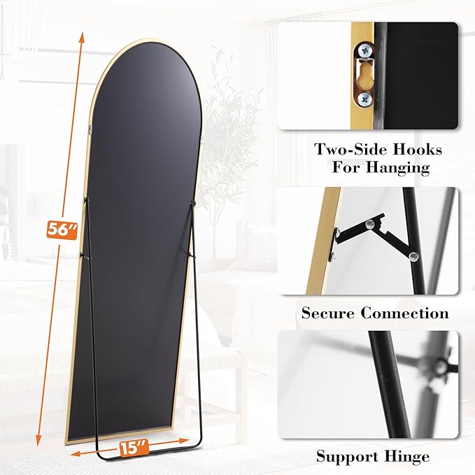 NEWBULIG Full Length Mirror, Upgraded Body Wall Mirrors with Shatter-Proof Glass, Floor Standing Mirror, Home Wall Decor