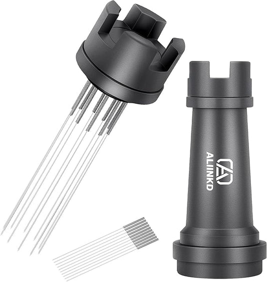 Coffee Distributor WDT Tool Espresso Distribution, 10pcs 304 Stainless 0.3mm Needles Espresso Coffee Stirrer, Full Aluminum Chess Shape Shell