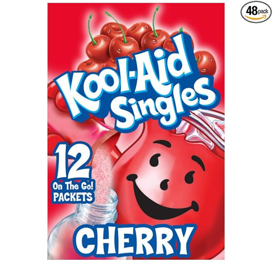 Kool-Aid Cherry Unsweetened Soft Drink Mix, 0.13-Ounce Envelopes(Pack of 48)