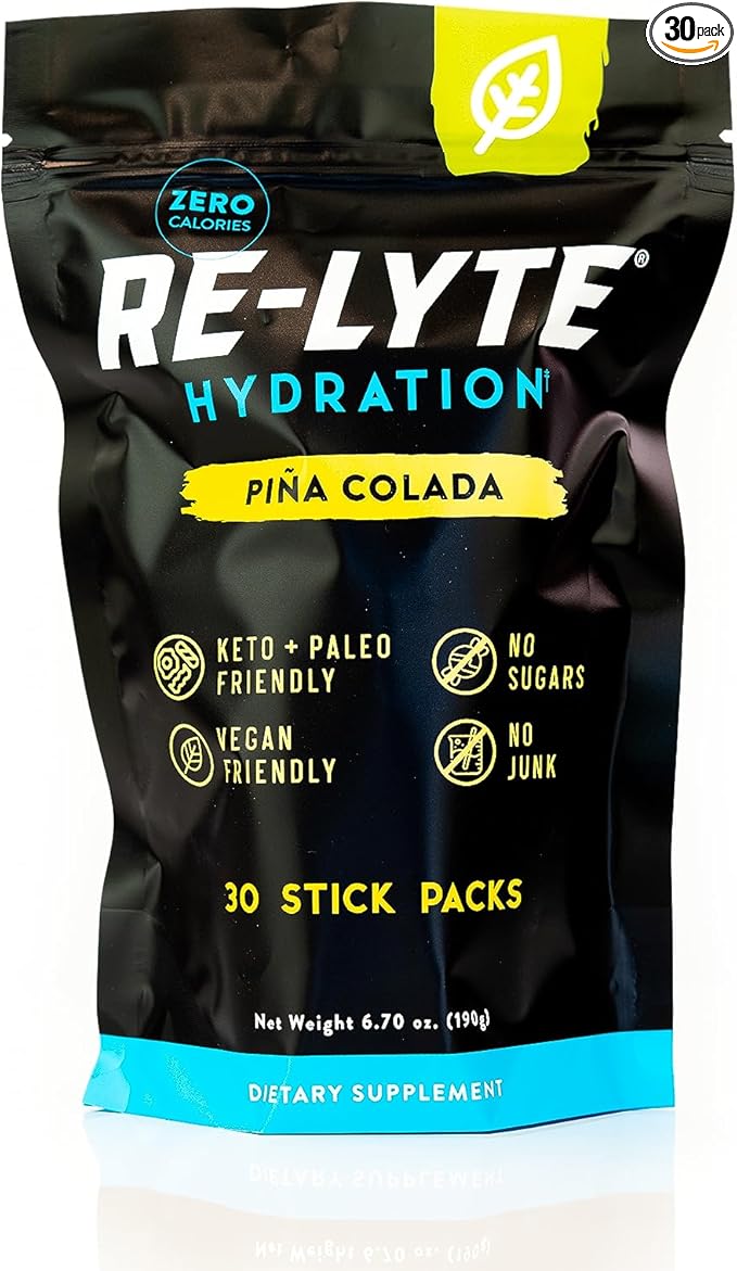 REDMOND Re-Lyte Hydration Electrolyte Powder Mix (Pina Colada), 30 Stick Packs