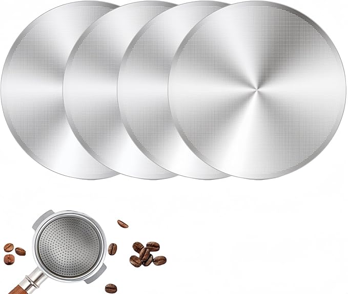 4 Pack 53.3mm Espresso Puck Screen, Reusable Coffee Filter Screen for B reville Portafilter, Stainless Steel 0.2mm Ultra-Thin Portafilter Filter Screen,Compatible with Espresso Machine