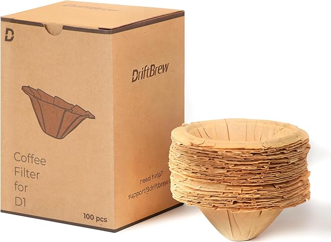DriftBrew D1 Coffee Filters 100ct, Compostable, Disposable Coffee Filters Fits D1 All-in-One Coffee Press