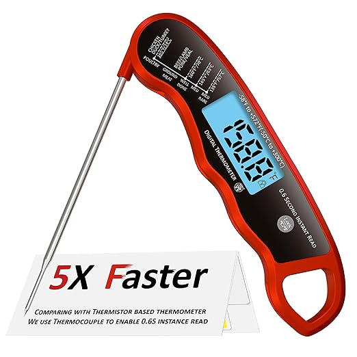 0.6S Instant Read Digital Meat Thermometer Probe/Pen，Factory‑Calibrated/Waterproof/Backlit/Magnetic/Flip Display/Motion Sensor:Outdoor BBQ, Barbecue Grilling, Smoking, Oven, Baking, Oil, Candy