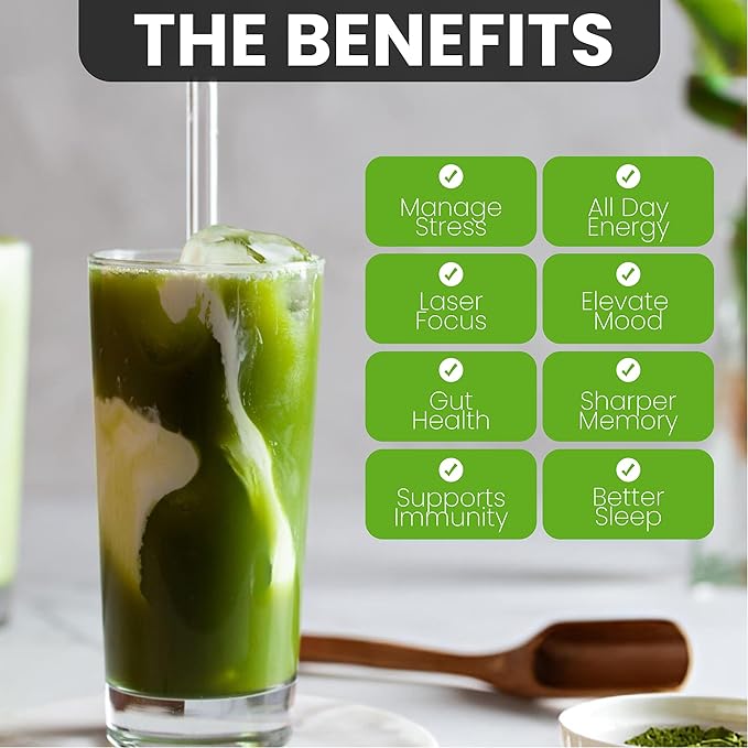 PowderVitamin Organic Ceremonial Mushroom Matcha Certified Pesticide-Free Grass-Fed Collagen Types I & III, 8 Fruiting Body Mushrooms Tested for Beta-Glucans Focus Digestion & Immunity 15 Servings