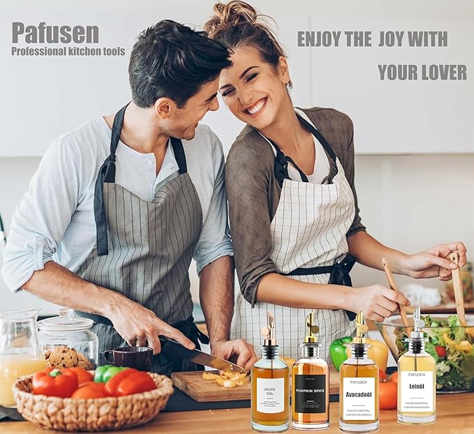 Pafusen 6 Pack Auto Flip Olive Oil Dispenser, Liquor Pour Spout, Oil Dispenser for Kitchen, Easily Turn Your Bottles into Dispensers for Liquor, Vinegar, Coffee Syrup or Oils, Weighted Pourer, Gold