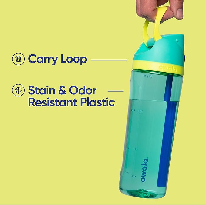 Owala FreeSip Clear Water Bottle with Straw for Sports and Travel, BPA-Free, 25-Ounce, Very, Very Dark