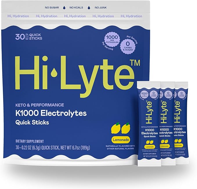 Hi-Lyte K1000 Electrolytes Powder Packets Lemonade, 30 Servings