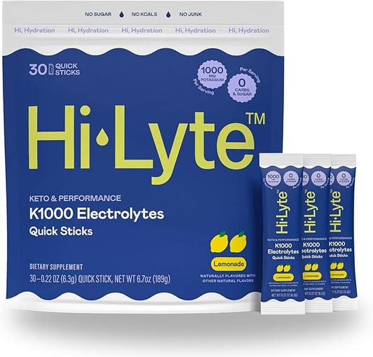Hi-Lyte K1000 Electrolytes Powder Packets Lemonade, 30 Servings