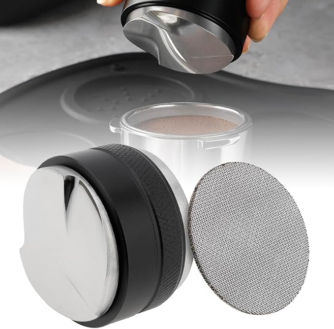 53mm Coffee Distributor & Tamper, Dual Head Coffee Leveler and Espresso Puck Screen Fit for Breville 53mm Portafilter, Adjustable Depth Professional Barista Espresso Hand Tamper for Espresso Machine