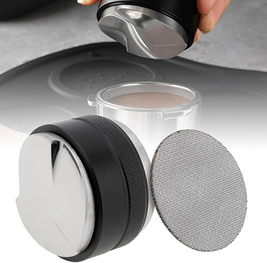 53mm Coffee Distributor & Tamper, Dual Head Coffee Leveler and Espresso Puck Screen Fit for Breville 53mm Portafilter, Adjustable Depth Professional Barista Espresso Hand Tamper for Espresso Machine