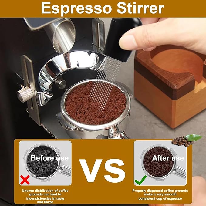 ELESULTRA 51mm Espresso Accessories Kit - WDT Tool Espresso Tamper, Coffee Distribution Tool, Dosing Funnel, Dual Head Coffee Leveler Fits Delonghi 51 mm Espresso Machines and Portafilters