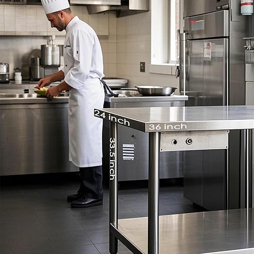 Stainless Steel Table Stainless Steel Table for Prep & Work 36 x 24 Inches with Backsplash and Knife Block for Restaurant, Home and Hotel