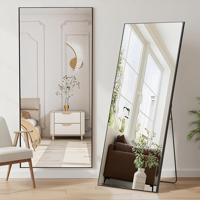 NEWBULIG Full Length Mirror, Upgraded Body Wall Mirrors with Shatter-Proof Glass, Floor Standing Mirror, Home Wall Decor