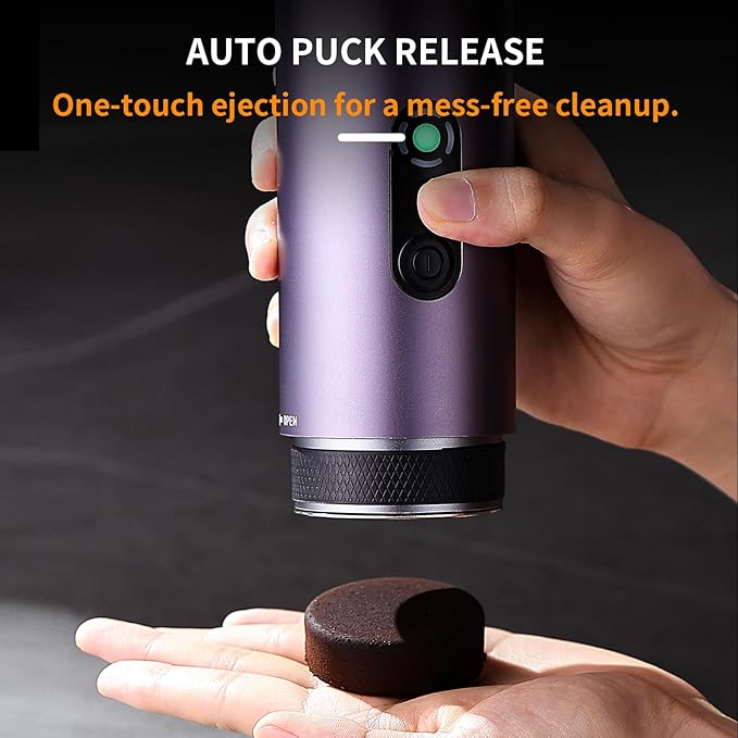 Portable Espresso Maker, Award-Winning & One-Touch Puck Ejection, Hot and Cold Brew, Complete Kit with Stainless Steel Double Shot Portafilter, Stand & Case, Self-Heating Machine for Travel, H1pro