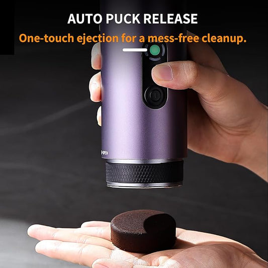 Portable Espresso Maker, Award-Winning & One-Touch Puck Ejection, Hot and Cold Brew, Complete Kit with Stainless Steel Double Shot Portafilter, Stand & Case, Self-Heating Machine for Travel, H1pro