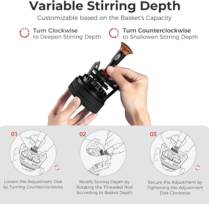 IKAPE Espresso Coffee V3 WDT Tool, 58mm Stirrer Distribution Tool, Equipped with 12-needle Stirrer, Adjustable Needle Height, Coffee Stirrer with Dosing Funnel & Stand