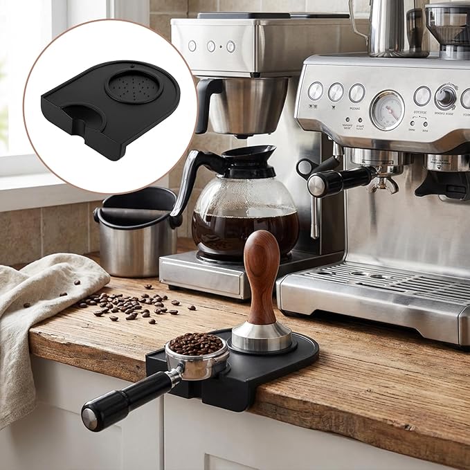 Espresso Tamping Mat, Food Grade Silicone Coffee Tamper Mat 5.5 x 4.9 Inch, Heat Resistant Waterproof Tamping Station For Espresso Machine Accessories, Barista Tools And Countertop Protection