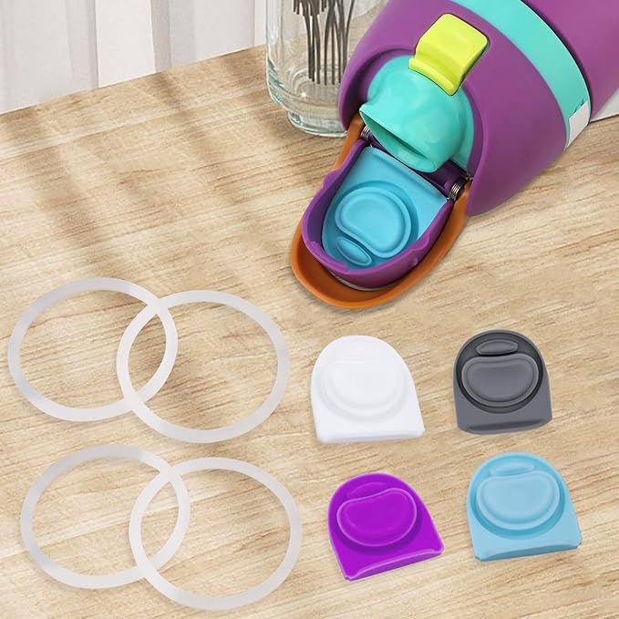 4 Sets Replacement Seal Gasket Stoppers for Owala Freesip Cap Mouth,Silicone O Sealing Ring Parts Water Bottle Top Lid Accessories for Owala Freesip 16/19/24/32/40oz（4 Colors 11）