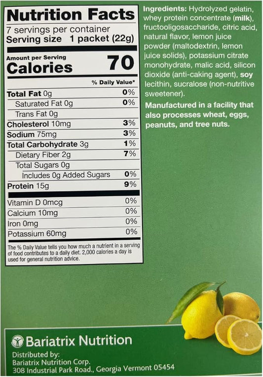 PROTIFIT - High Protein Fruit Flavored Powder Drink Mix, 15g Protein, Low Calorie, Sugar Free, Ideal Protein Compatible, 7 Servings Per Box (Lemon)
