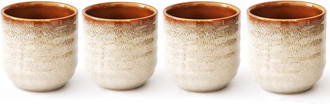 Lxuwbd Japanese Style Ceramic Tea Set, Tea Cup, Coffee Cup, Yerba Mate Set, Ceramic Mate Cup Set of 4 (cream-colored)