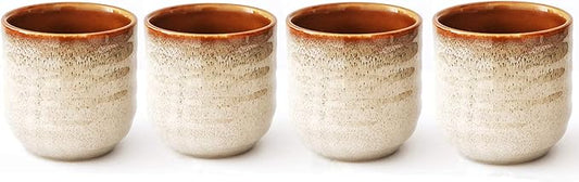 Lxuwbd Japanese Style Ceramic Tea Set, Tea Cup, Coffee Cup, Yerba Mate Set, Ceramic Mate Cup Set of 4 (cream-colored)