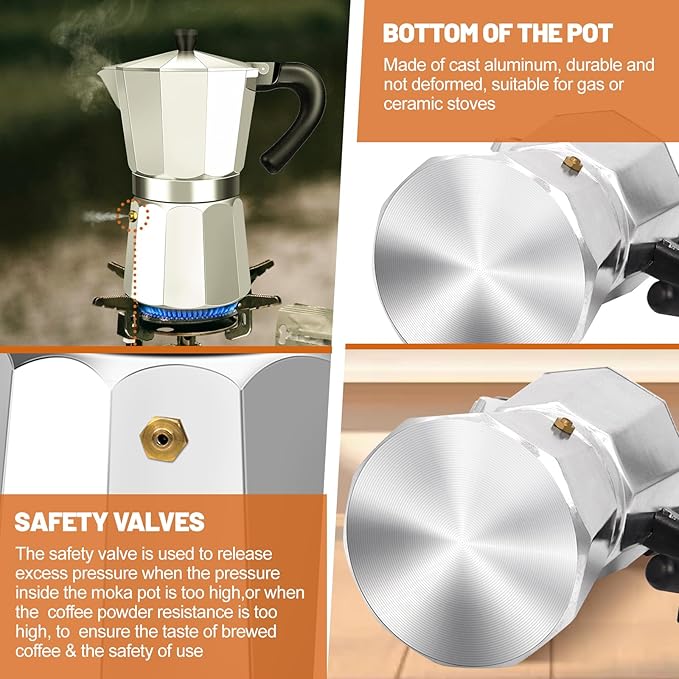 DITOSH 14 Cup Aluminum Espresso Stovetop Moka Pot Express Coffee Maker Percolator Italian Classic Mocha Coffee Machine for Italian and Cuban Cafe Brewing for Home & Camping 700ml 23oz