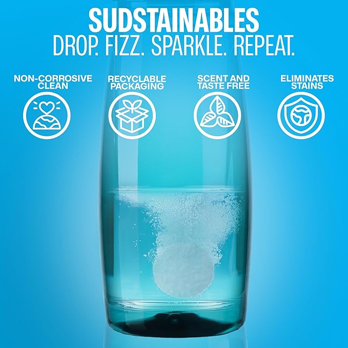 Sudstainables Water Bottle Cleaning Tablets – 36-Pack | Chlorine-Free & Odor-Control Formula | Water Bottle Cleaner, Flasks, Hydration Packs & Travel Mugs | Washer Tablets for Home, Hiking & Camping