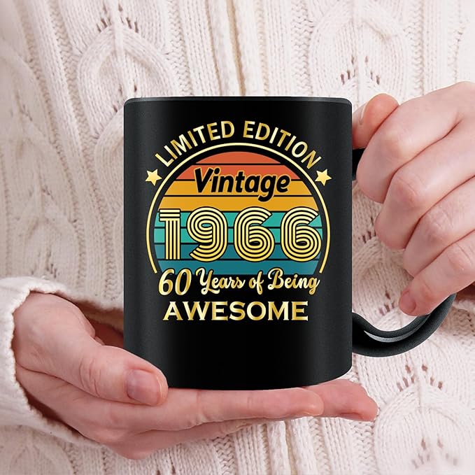 QUPT 60th Birthday Gifts for Women Men, 60th Birthday Gifts for Him, 1966 Birthday Gifts for Women Men, 60 Years Old Gifts, 1966 Birthday Gifts for Her Him, 60th Birthday Presents Coffee Mug