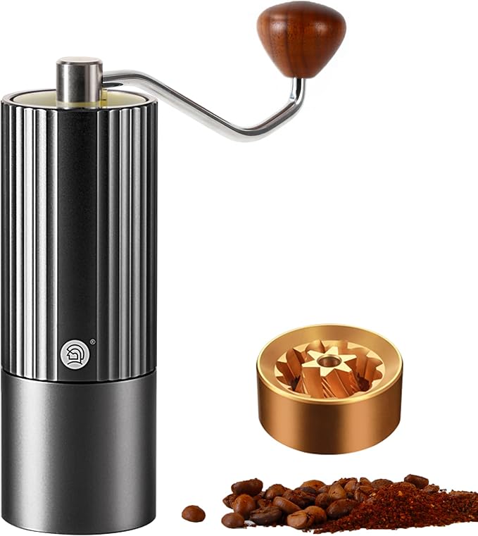 CUFEJORO Z3 /Z3pro Coffee Bean Grinder, Hand Grinder with 6-Core CNC Stainless Steel Conical Burr,Double Bearing Positioning for Espresso,Pour Over,FrenchPress,Moka,Americano (Gray, Z3PRO)