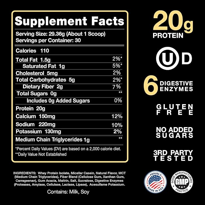 Devotion Nutrition Protein Powder Bananas Foster – 20g Whey Isolate & Casein Protein Blend – No Added Sugar, Low Carb, Gluten-Free, Keto-Friendly, 1g MCT, Kosher – 2lb Pouch