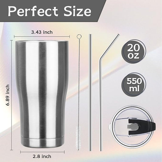 MEZMUT 20oz Coffee Tumbler with Lid and Straw Double Wall Vacuum Insulated Cup Stainless Steel Travel Mugs Insulated for Hot and Cold Leakproof Powder Coated Tumbler for Indoor and Outdoor