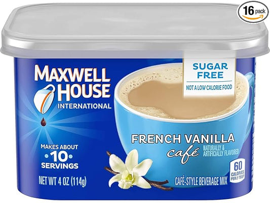 Maxwell International Cafe-Style Sugar Free French Vanilla Cafe Beverage Mix 4 OZ (Pack of 16)