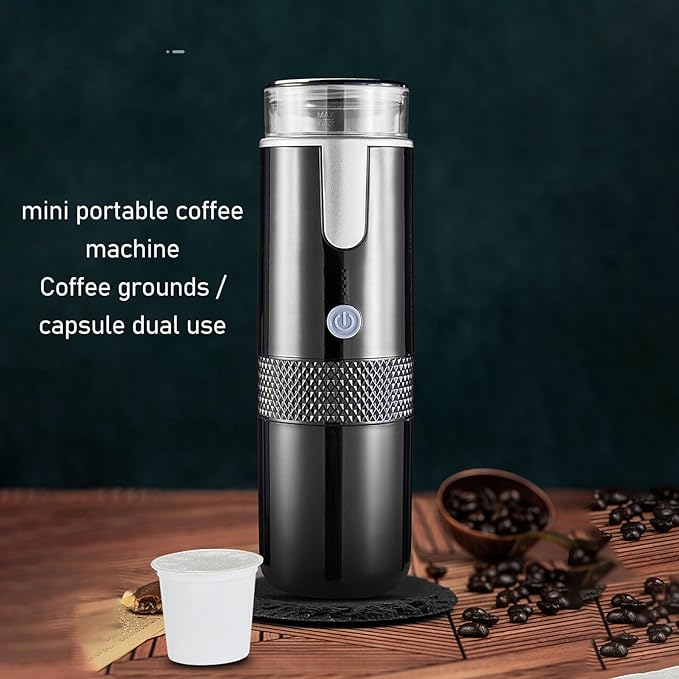 Luocute Portable Coffee Maker, Handheld Espresso Machine with 1200mAh Battery and Type C Cable, Compatible with Capsules and Ground Coffee, for Travel Camping Hiking