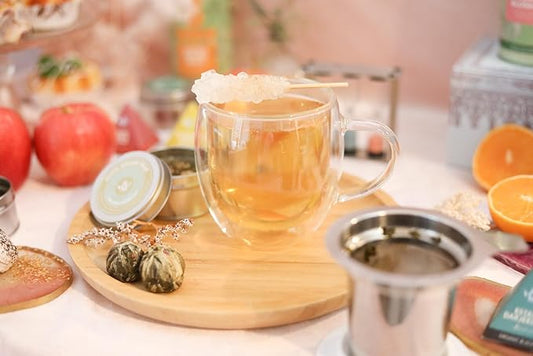 Teabloom Oversized Insulated Borosilicate Glass Mugs (17 oz / 500 ml) – Set Includes 2 Mugs + 2 Blooming Teas – Premium Quality Microwave Safe Glasses