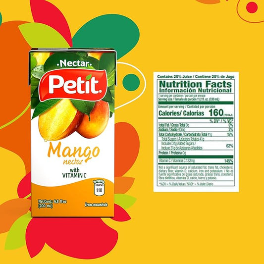 Petit Mango Nectar, 200 ml (Pack of 24) – Refreshing Tropical Fruit Beverage