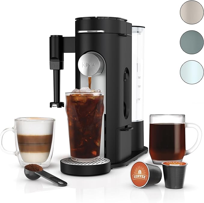 Ninja PB051 Pods & Grounds Specialty Single-Serve Coffee Maker, Compatible with K-Cups, Built-In Milk Frother, 6-oz. Cup to 24-oz. Travel Mug Sizes, Black (Renewed)