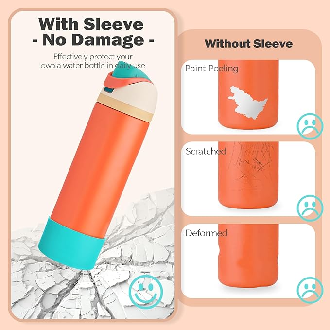 2PCS Silicone Boot for Owala 24oz FreeSip Water Bottle, Anti-Slip Scratch-Resistant Bottom Sleeve, Protective Sports Bottles Accessories, BPA-Free