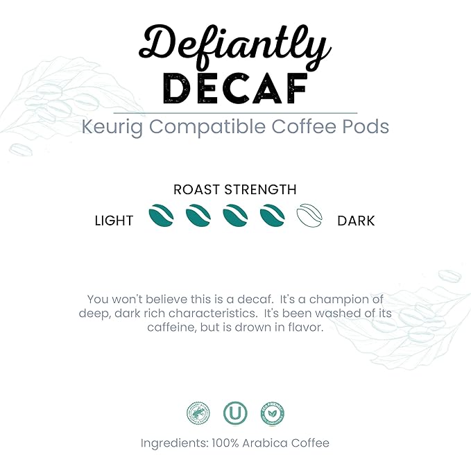 Tayst Coffee Pods, Defiantly Decaf Dark Roast, K Cups Compatible with Keurig Coffee Maker, Sustainable Single Serve, Pack of 100
