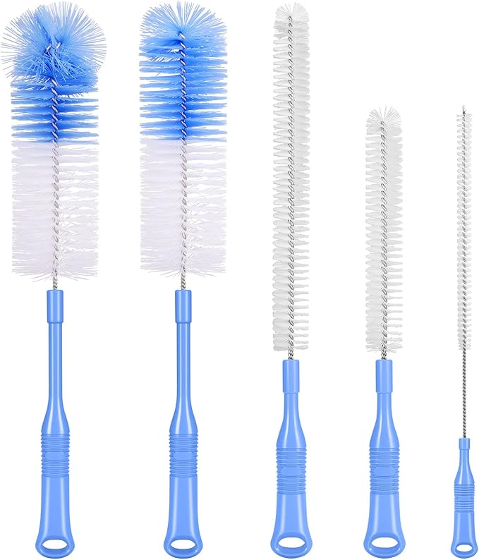 MOSOLAN Bottle Brush Cleaner 5 Pack - Long Handle Water Bottle and Straw Cleaning Brush Set for Washing Narrow Neck Bottles, Sport Bottles, Kombucha, Wine Decanter, Flask, Beer Brewing Supplies