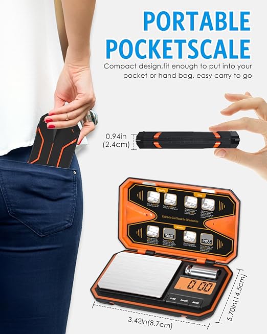 AMIR Digital Pocket Scale, High-Precision 500g x 0.01g Mini Gram Scale with LCD Display, Digital Food Scale with Tare Function, 6 Unit Conversion for Food, Jewelry, Coins, Coffee