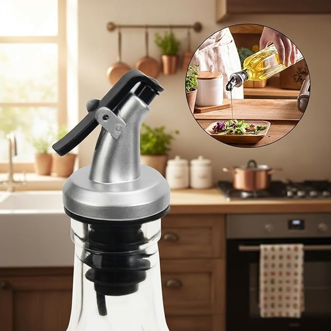 WERTIOO Olive Oil Dispenser Bottle,4Pack 17 OZ Glass Oil Dispenser for Kitchen with 4 Pourer,2 Stainless Steel Funnel & 1 Pen and 8 Label for Kitchen (500ml)