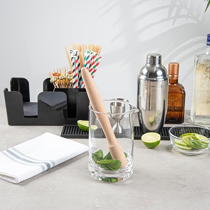 Restaurantware Bar Lux 9.75 Inch Cocktail Muddler 1 Break-Resistant Drink Muddler - Streamlined Design Durable Natural Wood Bar Muddler Crush Herbs Spices And Berries