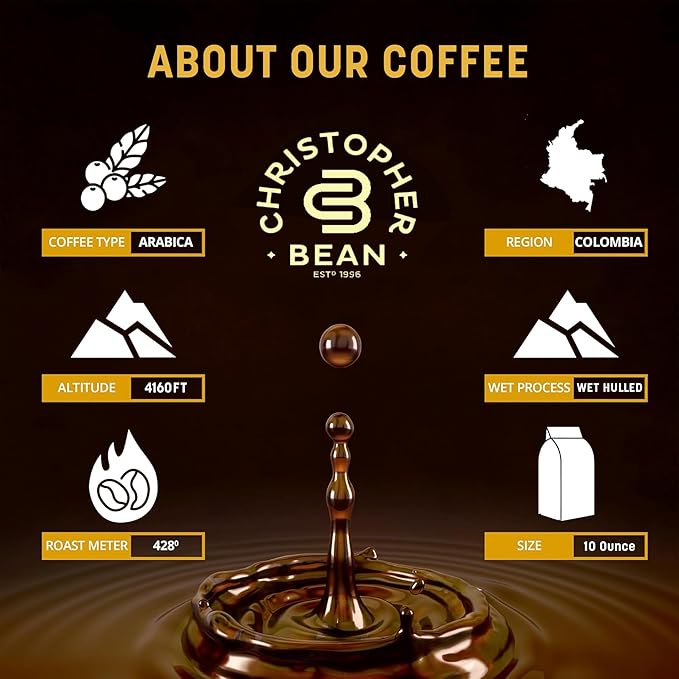 Christopher Bean Coffee - Certified Kosher - Decaf Ground Universal Drip Chocolate Peanut Butter Cup Flavored Coffee| Coffee Beans with Medium Roast 100% Arabica, No Sugar, No Fats, Non-Gmo | 10-Ounce Bag