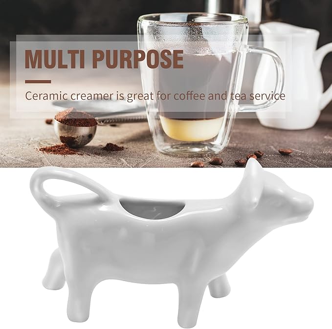 Ceramic Cow Shape Creamer and Sauce Jug, 100ML Mini Milk Pitcher for Coffee, Tea, Kitchen