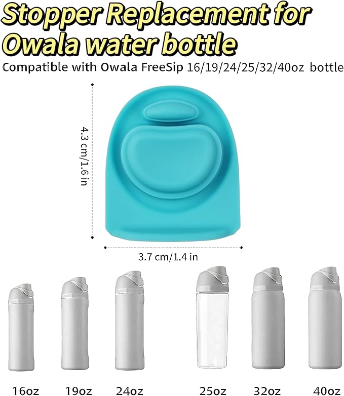Joshey 4 Pack Rubber Seal Replacement Stopper, Compatible with Owala Freesip 24 oz 32 oz Bottle Spout Lid-Silicone Gasket Replacement Parts (Blue)