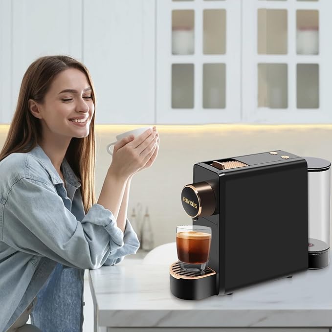 Espresso Machine Compatible with Nespresso Original Pods, 20 Bar High Pressure Mini Espresso Machine with 18oz Removable Tank, Programmable Single Serve Coffee Machine for Espresso Pods, Black