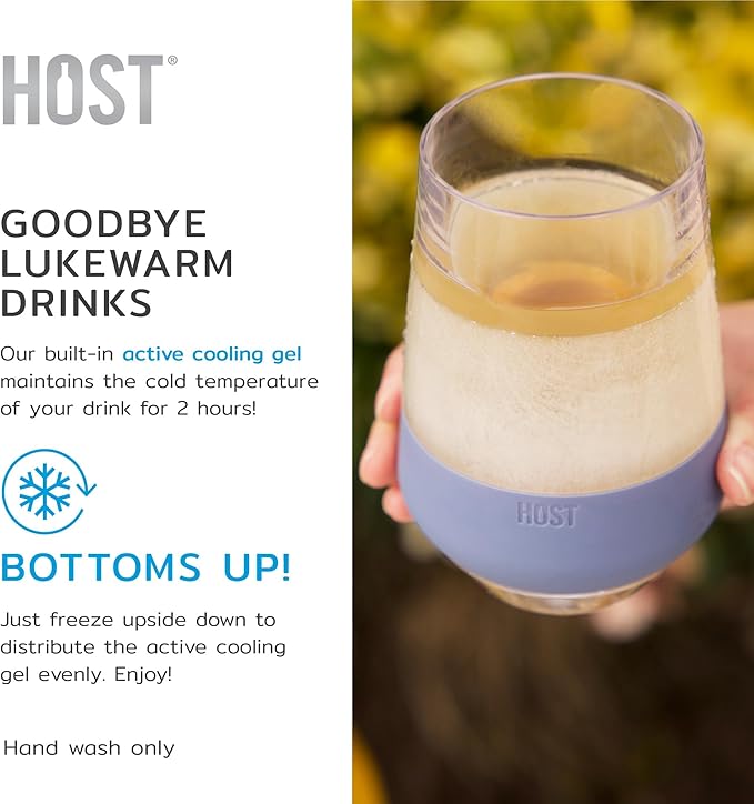 HOST Freeze XL Cooling Cup in Double Walled Insulated Freezable Drink Chilling Tumbler with Freezing Gel, 12 Ounces - Slate Blue Set of 2