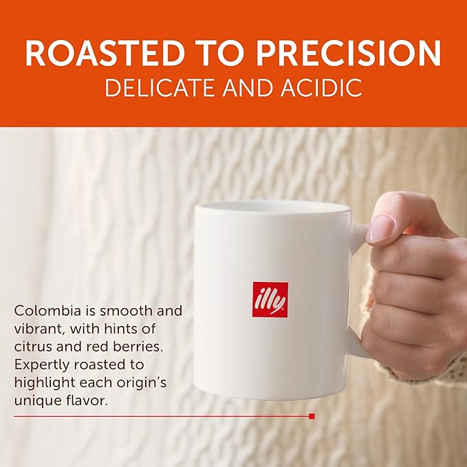 illy Coffee K Cup, Pods for Keurig Machines, Colombia Single Origin Roast, 100% Arabica, Premium Italian Coffee, 10 Count, 6 Pack