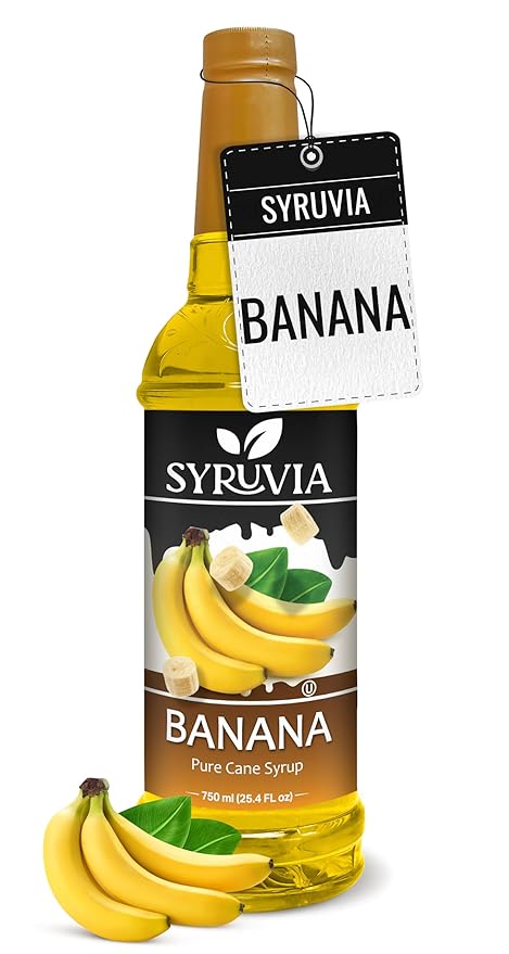 Syruvia Banana Syrup, Flavored Syrup for Drinks, Lattes, and Desserts – 25.4 fl oz,