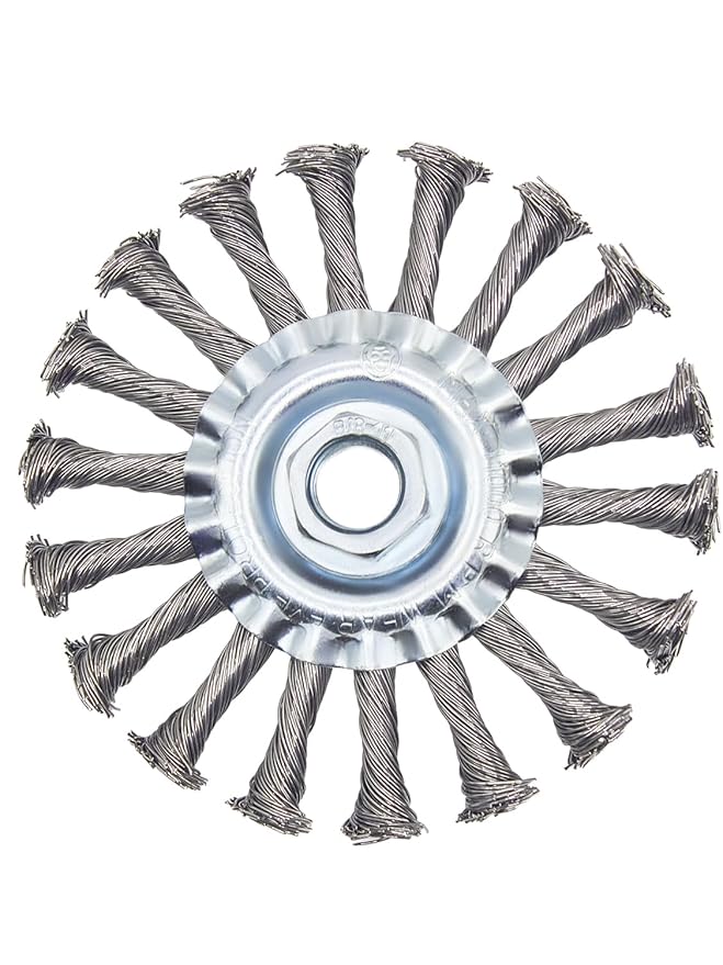 OSFTBVT Knotted Wire Wheel Brush 4.5in 5/8-11 Threads Arbor for 4-1/2" Angle Grinder - 1pcs